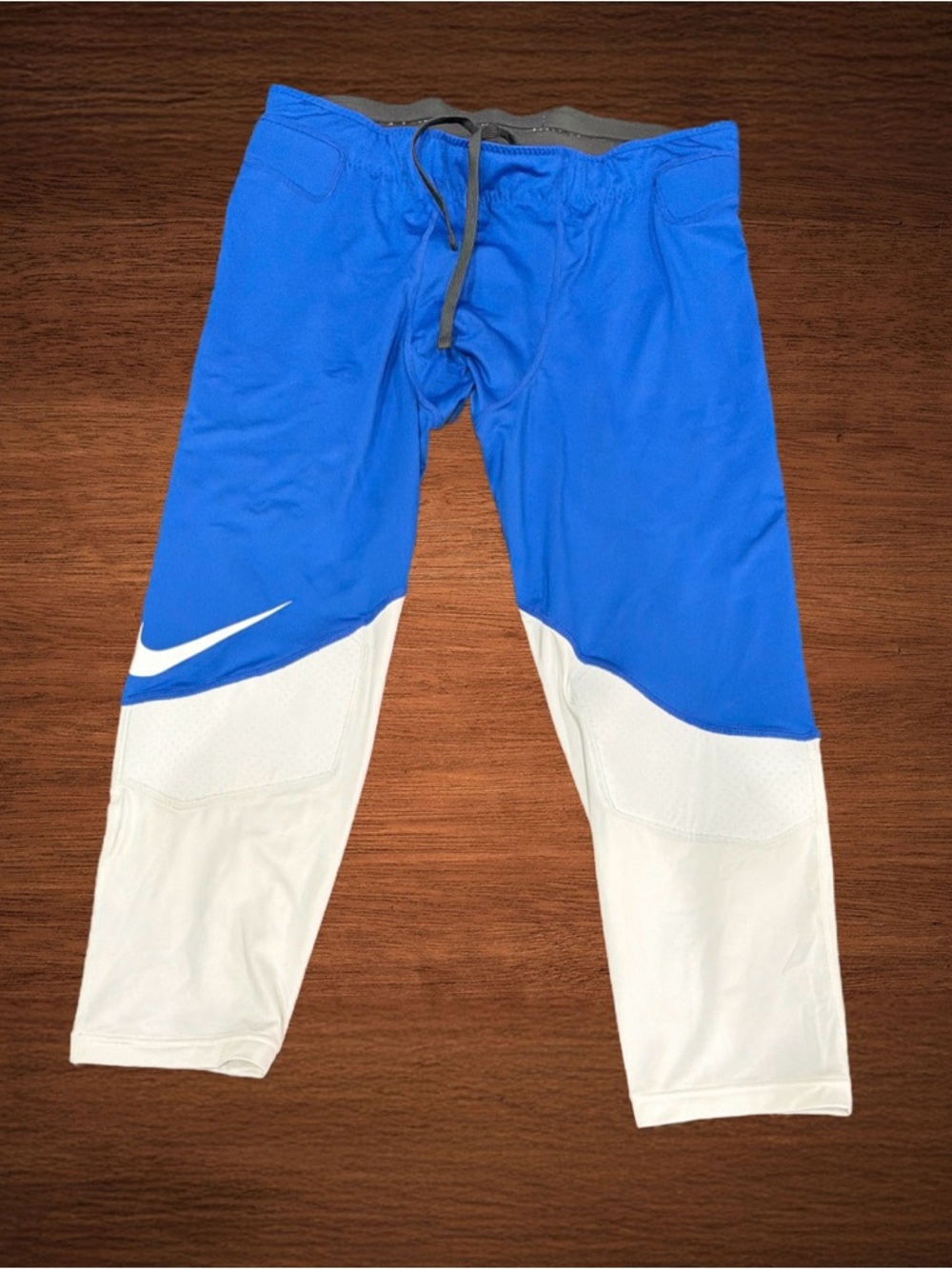 NIKE FOOTBALL PANTS BLUE/WHITE DRI FIT. SIZE XXL
